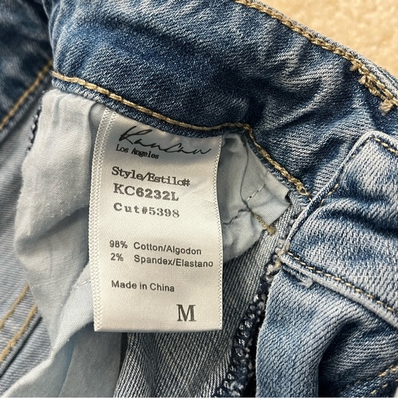 KanCan Shorts Womens Medium Blue Denim Cut Off Side Stripe Distressed High Rise - Picture 4 of 7